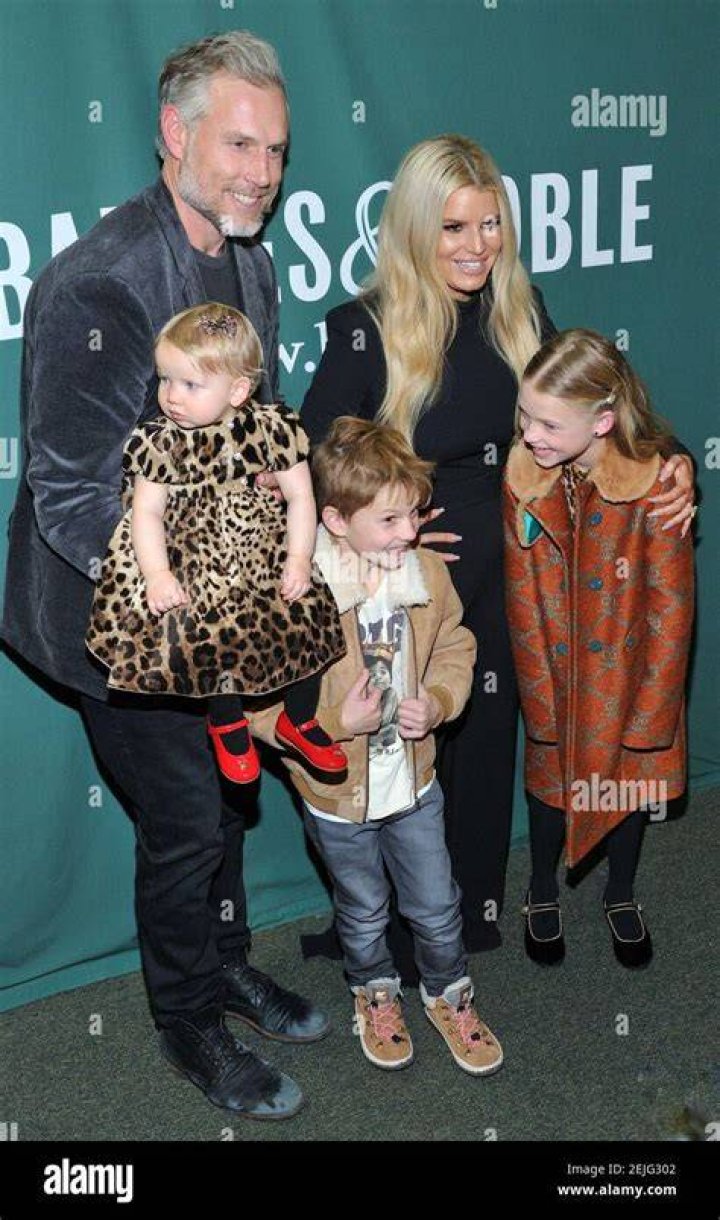 Ace Knute Johnson, Eric Johnson, Birdie Mae Johnson, Jessica Simpson, and Maxwell Drew Johnson celebrate the launch of Jessica Simpson's Fall Collection at Nordstrom at The Grove on September 24, 2022 in Los Angeles